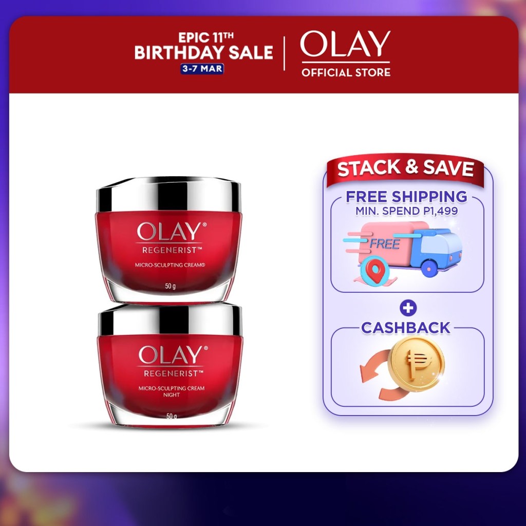 Olay Regenerist Day Cream 50g + FREE Regenerist Night Cream&nbsp;50g