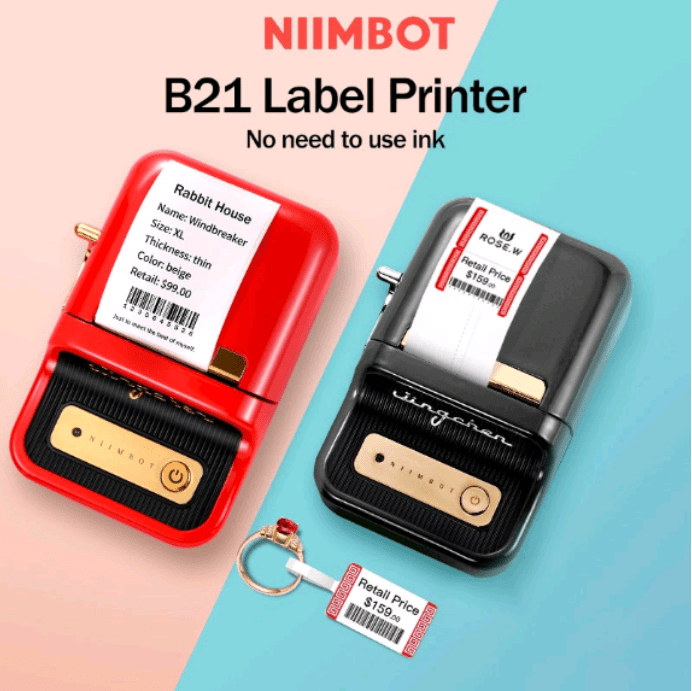Niimbot B21 Label Printer Maker Black Red Green 20-50Mm Width For Food Supermarket Business&nbsp;Jewelry