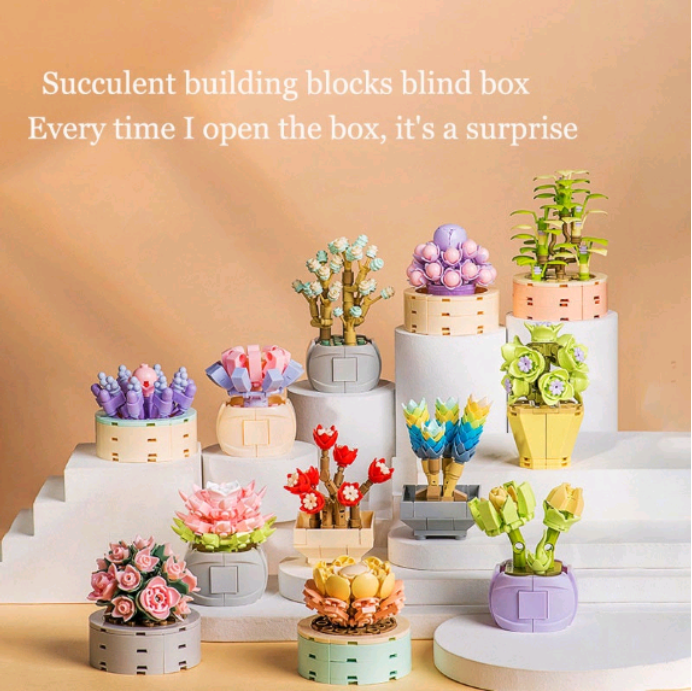 Valentine’s Day Decoration Succulent Building Block Flower Children’s Toys Desktop&nbsp;Orna